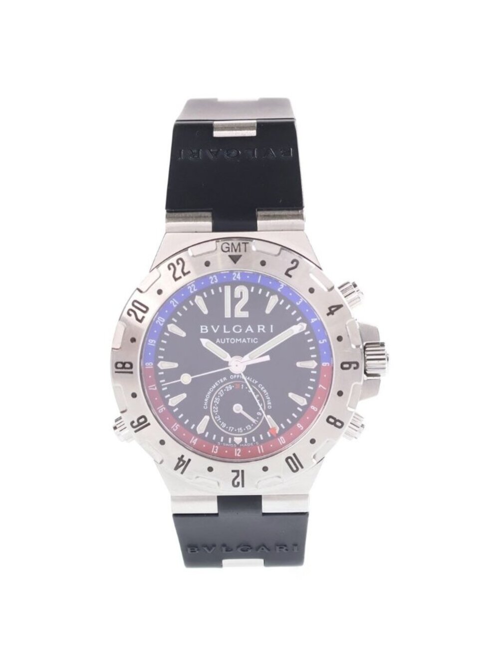 Bvlgari Diagono GMT Black Dial SS Rubber